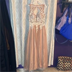 Nox Narianna Lace Appliqué A-Line Dress Blush/Tan Size L